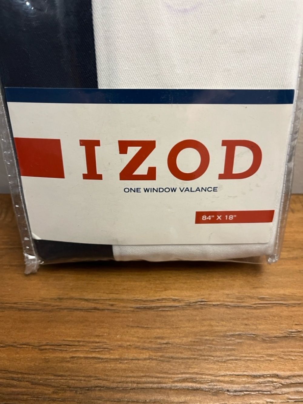 NWT IZOD 2 Window Valances Classic Stripe Navy Blue 84" X 18" Cotton Polyester - Picture 2 of 6